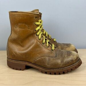 Vintage Chippewa Women’s Size 7.0 C Brown Leather Combat Work Boots Distressed